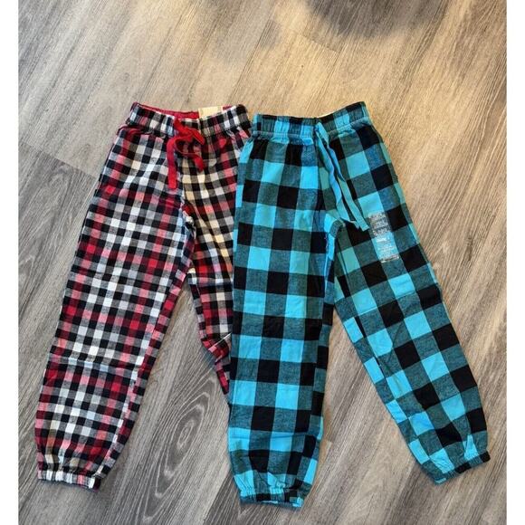 ARIZONA JEANS PLAID 100% COTTON PAJAMA BOTTOMS Joggers Size 7/8 Lot Of 2 NWT